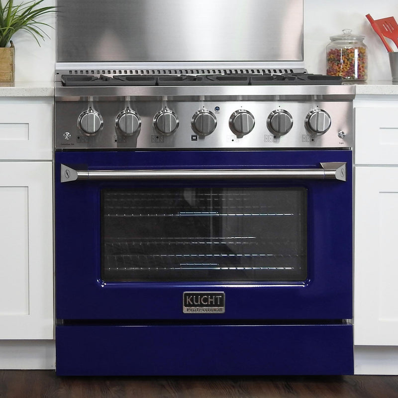 Kucht Professional 36 in. 5.2 cu. ft. Range - Sealed Burners and Convection Oven in Blue (KNG361-B)