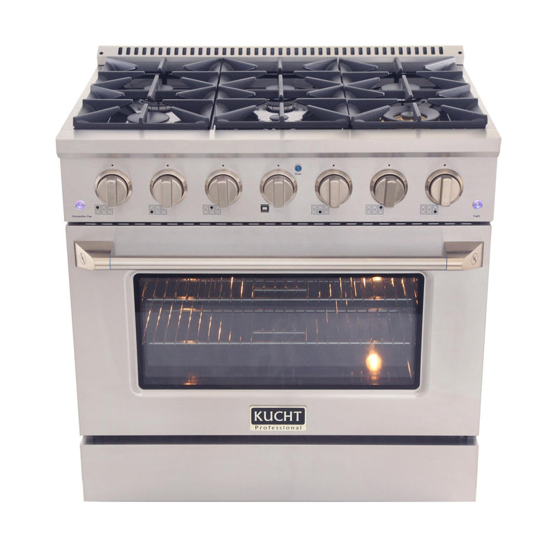 Kucht Professional 36 in. 5.2 cu. ft. Range - Sealed Burners and Convection Oven in Stainless Steel (KNG361U)