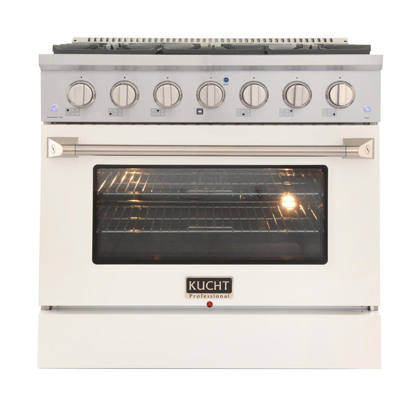 Kucht Professional 36 in. 5.2 cu. ft. Range - Sealed Burners and Convection Oven in White (KNG361-W)