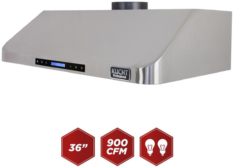 Kucht Professional 36 in. Under Cabinet Range Hood 900CFM in Stainless Steel with Digital Display (KRH361A)