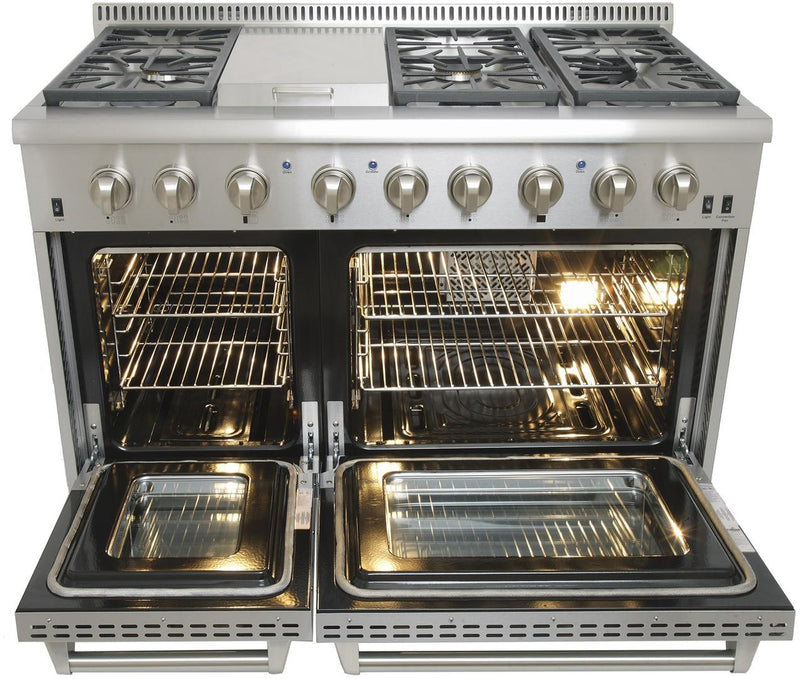 Kucht Professional 48" 6.7 cu. ft. Dual Fuel Range with Grill/Griddle in Stainless Steel (KRD486F-S)