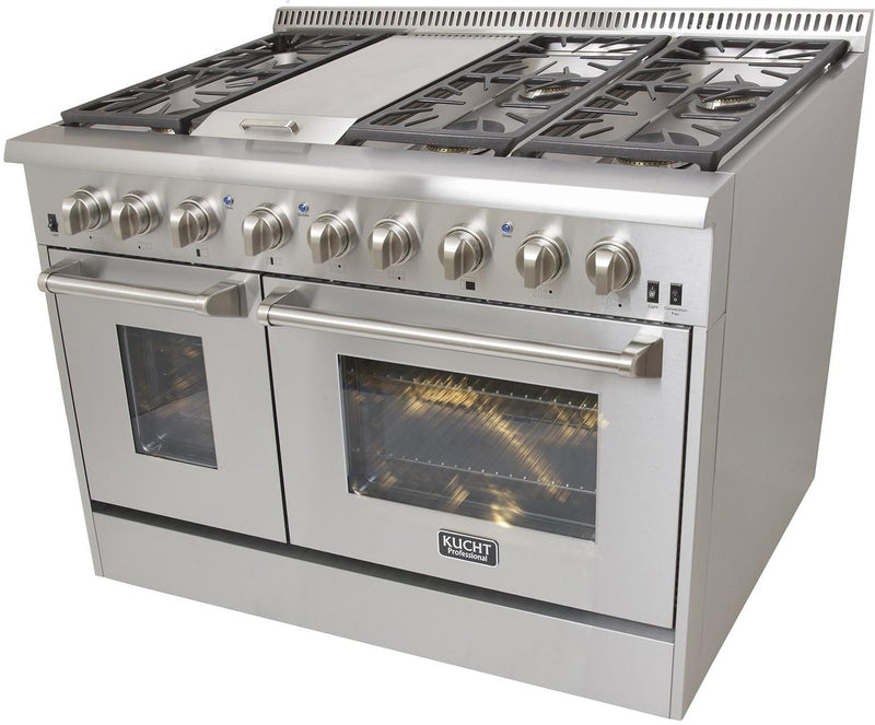 Kucht Professional 48" 6.7 cu. ft. Dual Fuel Range with Grill/Griddle in Stainless Steel (KRD486F-S)