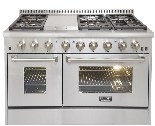 Kucht Professional 48" 6.7 cu. ft. Dual Fuel Range with Grill/Griddle in Stainless Steel (KRD486F-S)