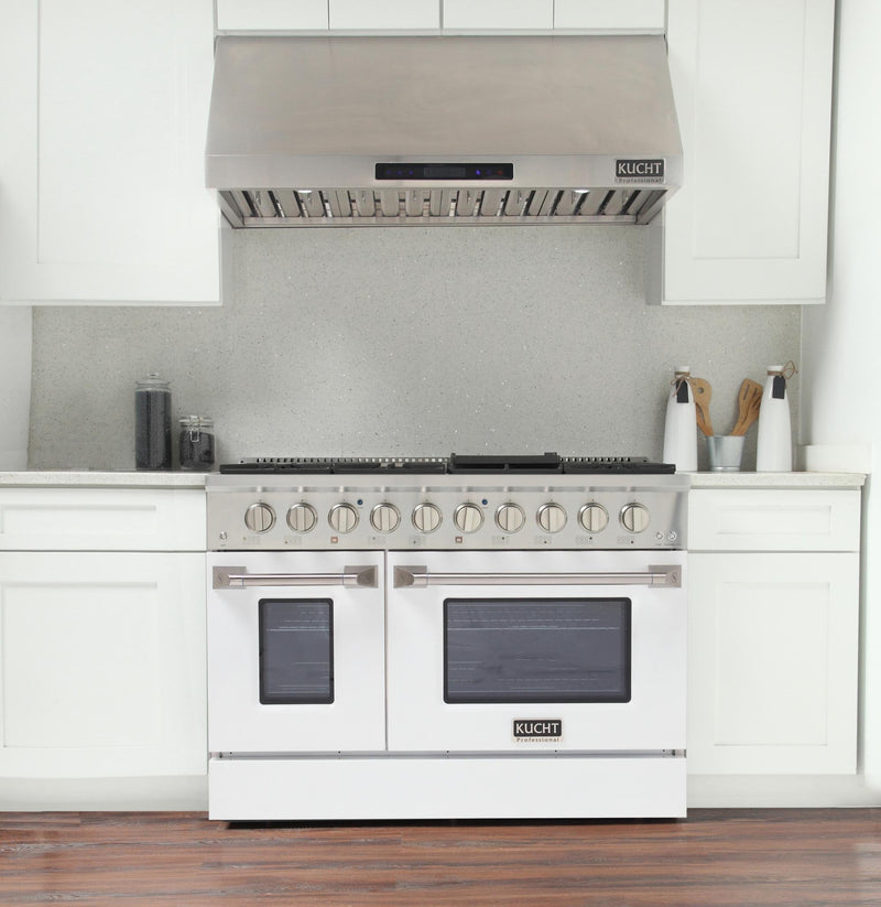 Kucht Professional 48 in. 6.7 cu. ft. Gas Range with Grill/Griddle in White (KNG481-W)