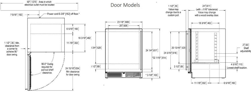 Perlick 24" Built-In Counter Depth Compact Refrigerator with 4.8 cu. Ft in Stainless Steel (HA24RB-4-1L & HA24RB-4-1R)