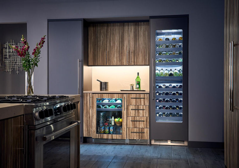 Perlick 24" Built-In Dual Zone Wine Cooler Set with Door Panel in Stainless Steel with Glass Door, Toe Kick, and Pro Handle