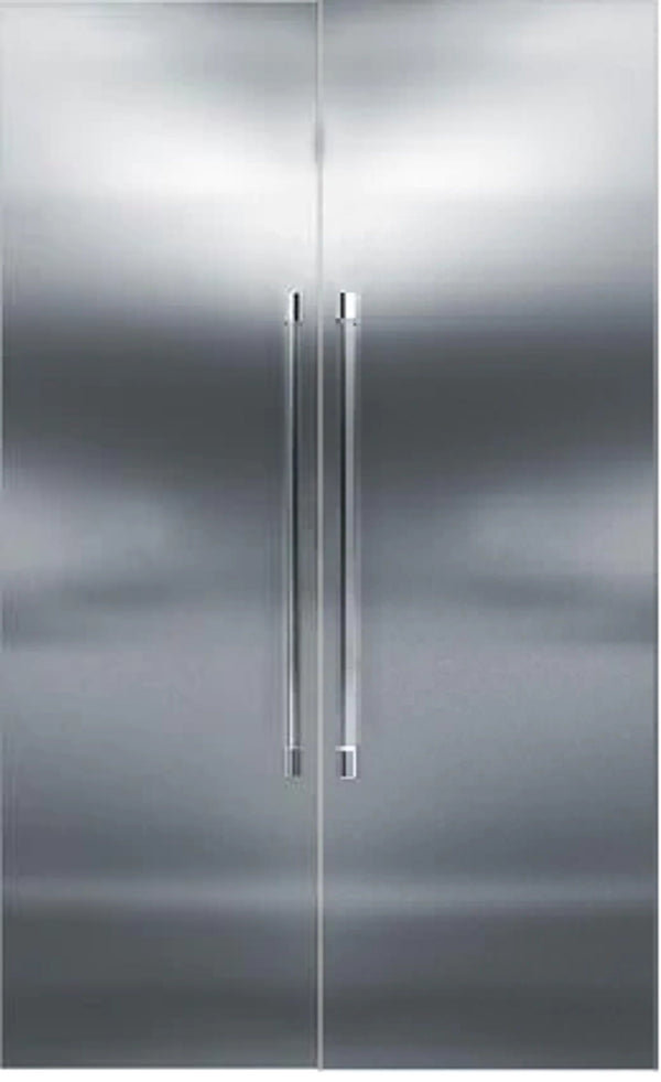 Perlick 48" Side-by-Side Column Freezer Set with Door Panel in Stainless Steel, Toe Kick, and Pro Handle