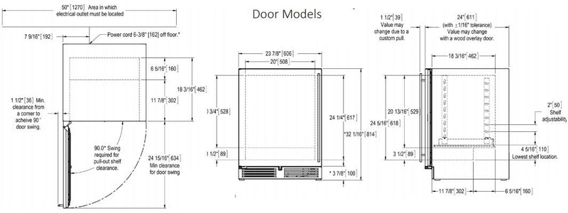 Perlick ADA Compliant Series 24" Built-In Counter Depth Compact Freezer with 4.8 cu. ft. Capacity in Stainless Steel (HA24FB-4-1L & HA24FB-4-1R)