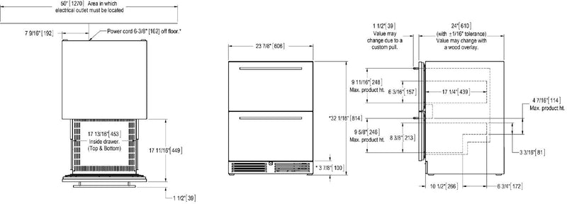 Perlick ADA Compliant Series 24" Built-In Drawer Counter Depth Compact Freezer with 4.8 cu. ft. Capacity, Panel Ready (HA24FB-4-6)