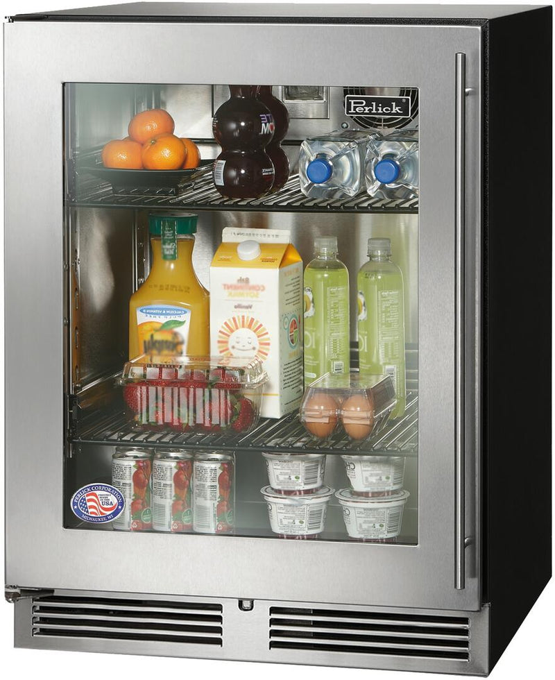 Perlick Series 24" Built-In Counter Depth Compact Refrigerator with 4.8 cu. Ft in Stainless Steel with Glass Door (HA24RB-4-3L & HA24RB-4-3R)