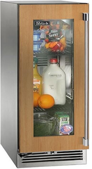 Perlick Signature Series 15" Built-In Counter Depth Compact Refrigerator with 2.8 cu. ft. Capacity, Panel Ready with Glass Door (HP15RS-4-4L & HP15RS-4-4R)