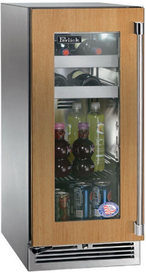 Perlick Signature Series 15" Built-In Single Zone Wine Cooler with 20 Bottle Capacity, Panel Ready with Glass Door (HP15WS-4-4L & HP15WS-4-4R)