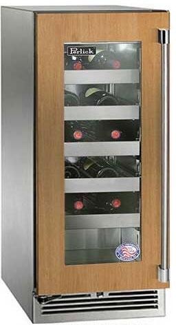 Perlick Signature Series 15" Outdoor Built-In Single Zone Wine Cooler with 20 Bottle Capacity, Panel Ready with Glass Door (HP15WO-4-4L & HP15WO-4-4R)