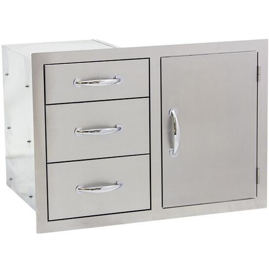 Summerset 33" Stainless Steel Flush Mount Access Door & Triple Drawer Combo (SSDC3-33)