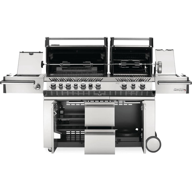 Napoleon 94" Prestige Pro 825 RSBI Natural Gas Grill with Power Side Burner, Infrared Rear & Bottom Burners in Stainless Steel (PRO825RSBINSS-3)