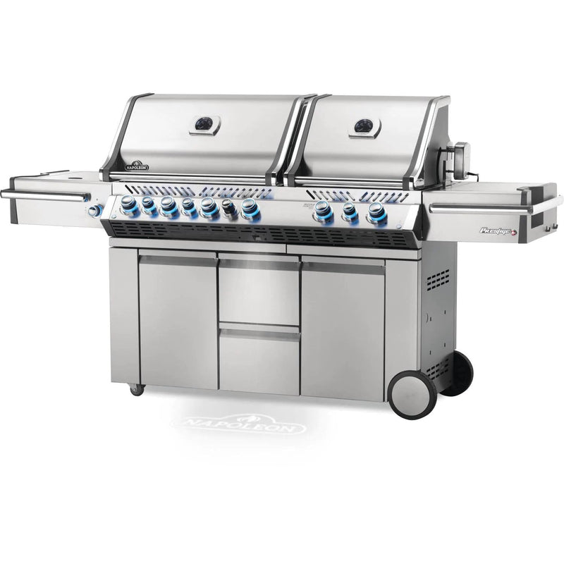 Napoleon 94" Prestige Pro 825 RSBI Propane Gas Grill with Power Side Burner, Infrared Rear & Bottom Burners in Stainless Steel (PRO825RSBIPSS-3)