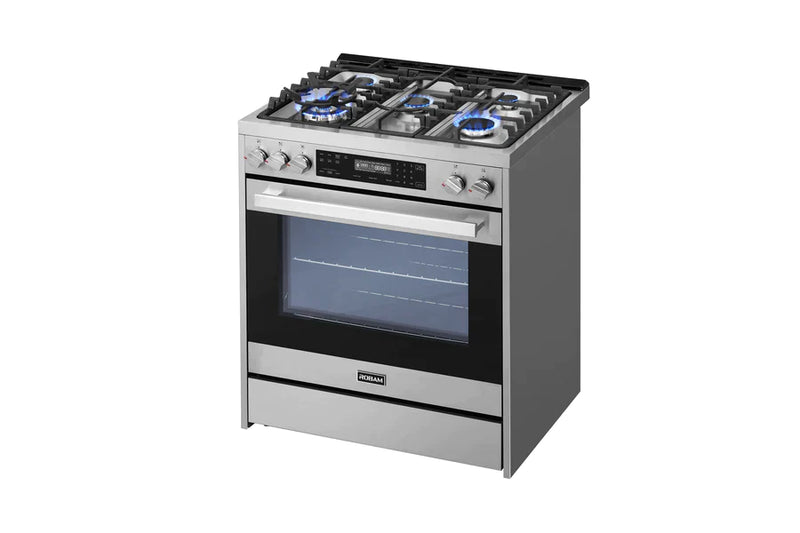 ROBAM 30-Inch 5 Cu. Ft. Oven Freestanding Gas Range, 5 Sealed Brass Burners in Stainless Steel (7GG10)