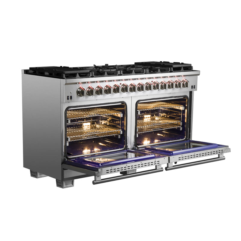 Forno 60" Capriasca Dual Fuel Range with 240v Electric Oven - 10 Sealed Burners and 200,000 BTUs (FFSGS6187-60)