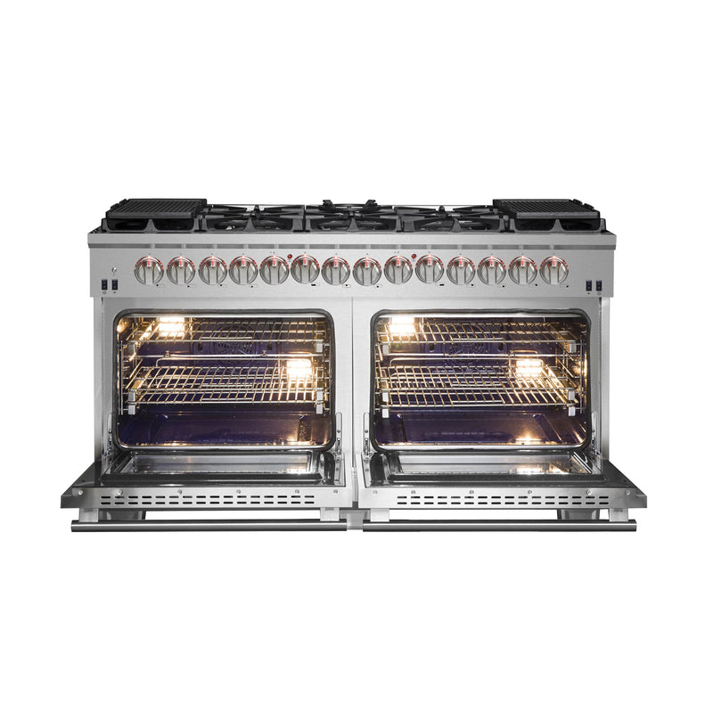 Forno 60" Capriasca Dual Fuel Range with 240v Electric Oven - 10 Sealed Burners and 200,000 BTUs (FFSGS6187-60)