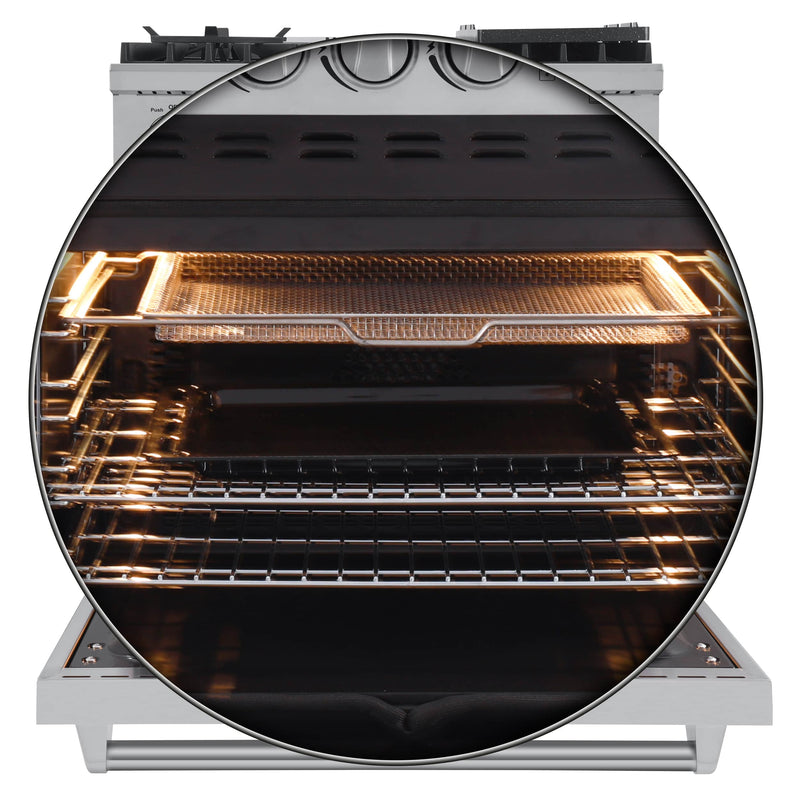 Forno Breno 30" Dual Fuel Range with 5 Sealed Burner in Stainless Steel with Air Fryer & Reversible Griddle (FFSGS6196-30)