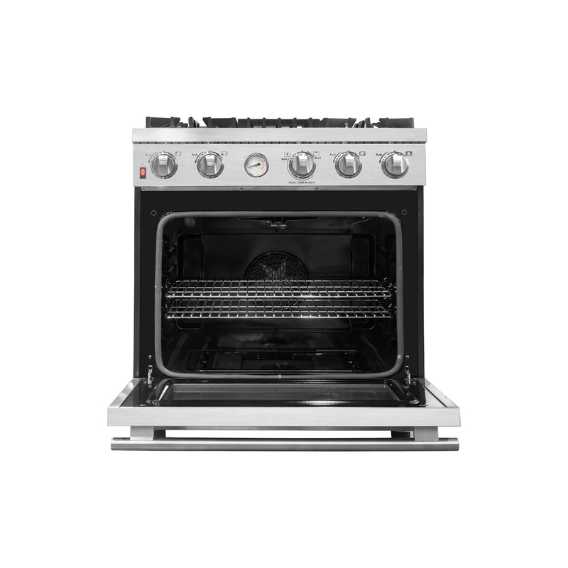 Forno Alta Qualita 30" Gas Range with 4 Burners & Temperature Gauge in Stainless Steel (FFSGS6228-30S)