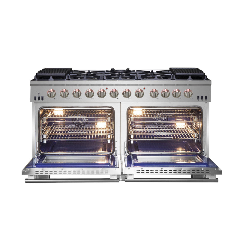 Forno 60" Capriasca Gas Range with 10 Burners and 200,000 BTUs (FFSGS6260-60)