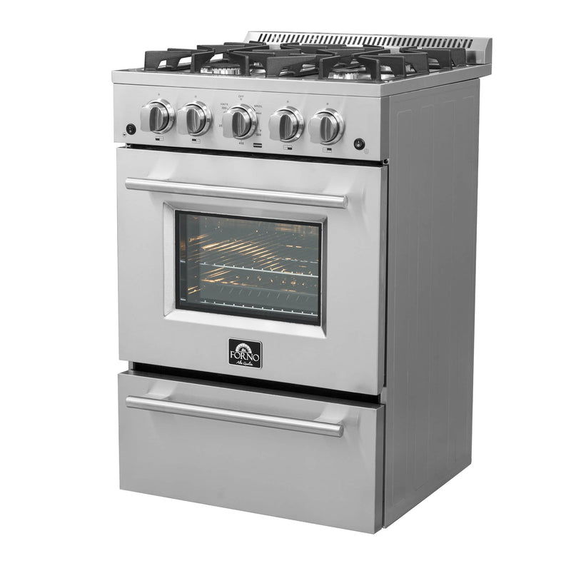 Forno 24" Breno Gas Range with 4 Burners and 38,000 BTUs in Stainless Steel (FFSGS6272-24)