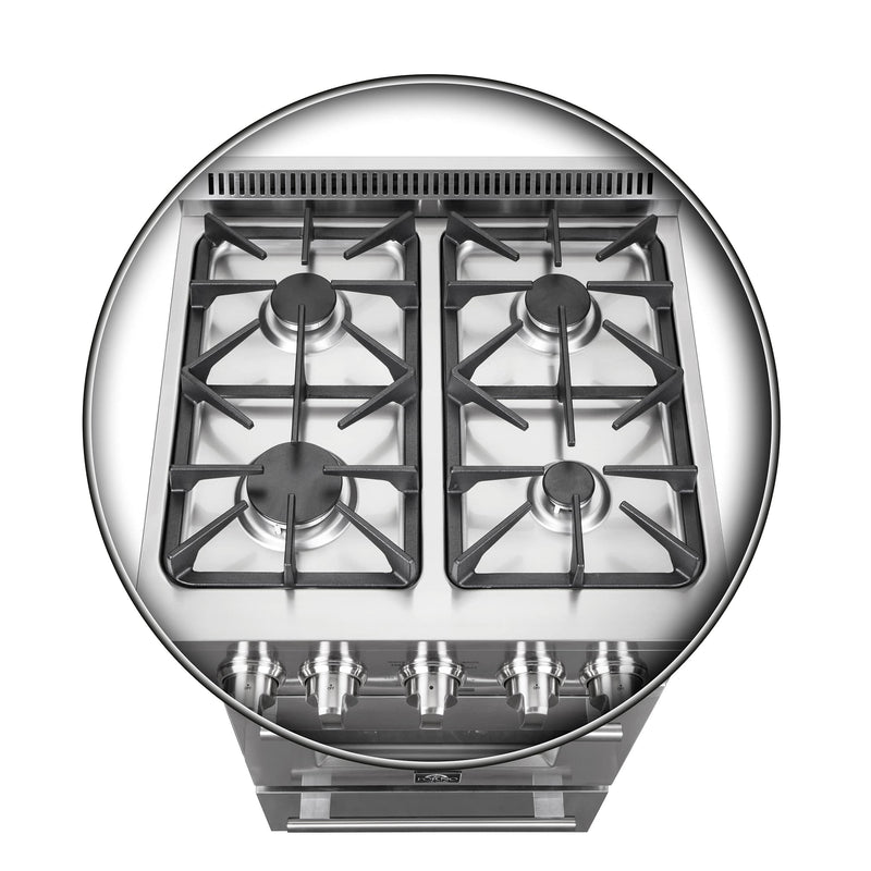 Forno 24" Breno Gas Range with 4 Burners and 38,000 BTUs in Stainless Steel (FFSGS6272-24)