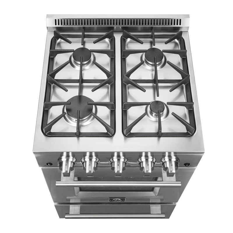 Forno 24" Breno Gas Range with 4 Burners and 38,000 BTUs in Stainless Steel (FFSGS6272-24)