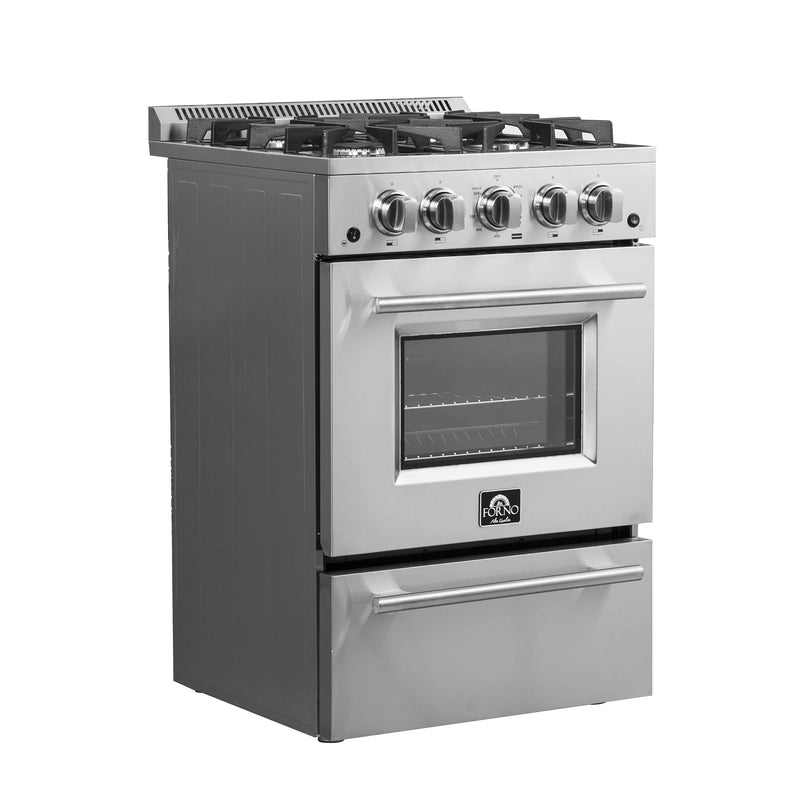 Forno 24" Breno Gas Range with 4 Burners and 38,000 BTUs in Stainless Steel (FFSGS6272-24)