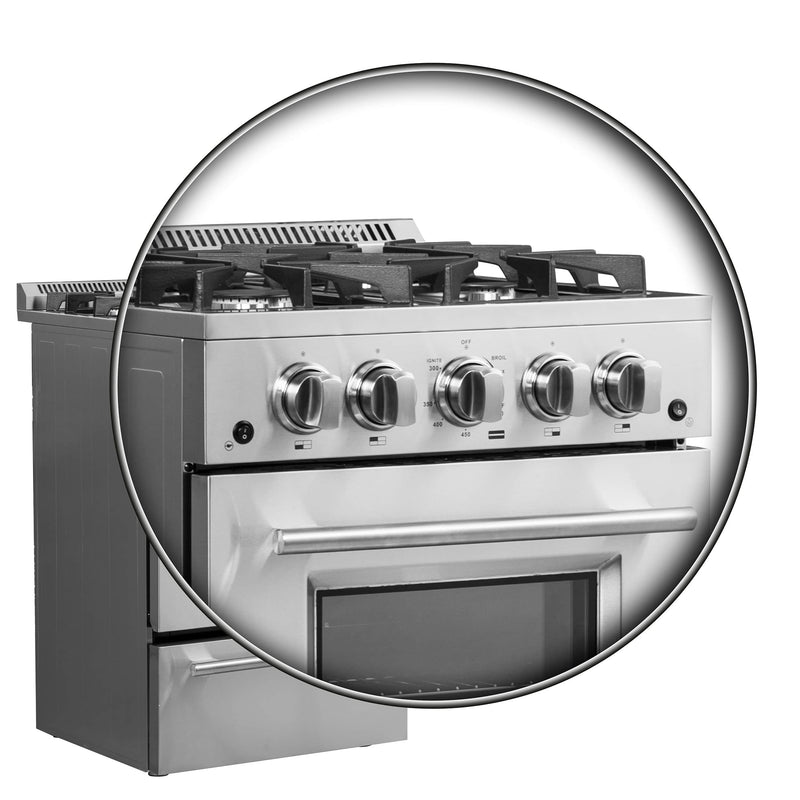 Forno 24" Breno Gas Range with 4 Burners and 38,000 BTUs in Stainless Steel (FFSGS6272-24)