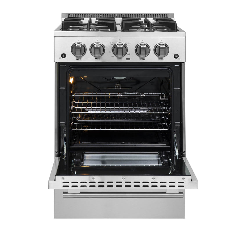 Forno 24" Breno Gas Range with 4 Burners and 38,000 BTUs in Stainless Steel (FFSGS6272-24)