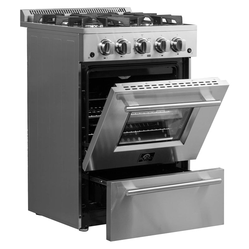 Forno 24" Breno Gas Range with 4 Burners and 38,000 BTUs in Stainless Steel (FFSGS6272-24)