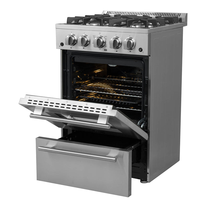 Forno 24" Breno Gas Range with 4 Burners and 38,000 BTUs in Stainless Steel (FFSGS6272-24)