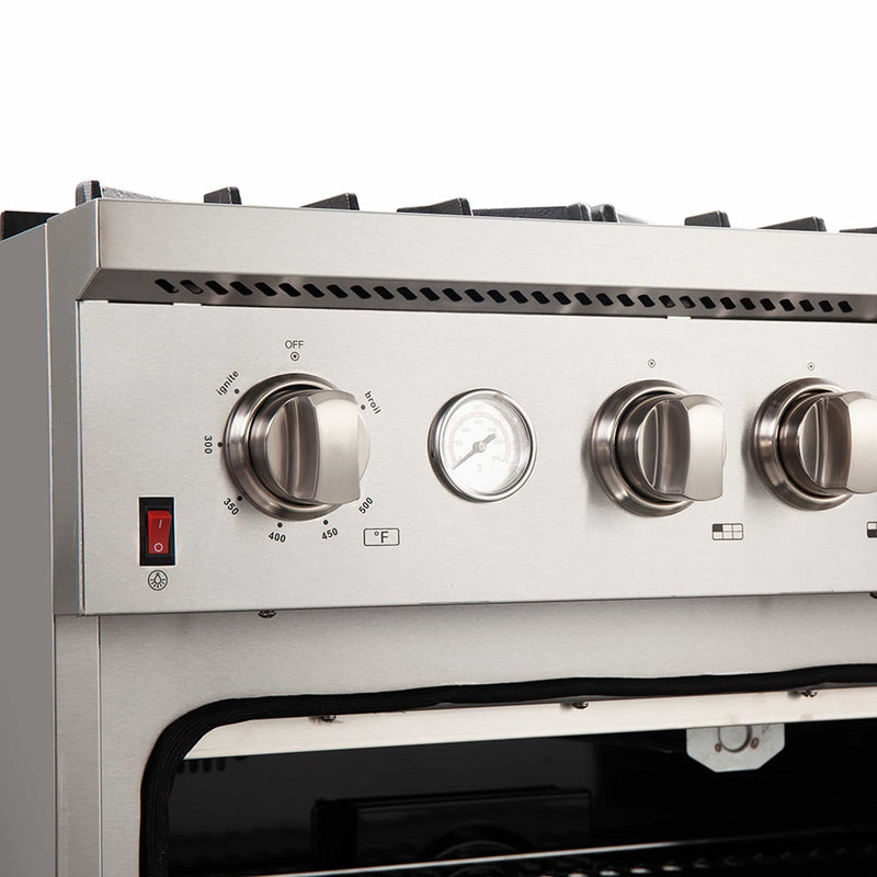 Forno 36" Galiano Gas Range with 6 Burners, Temperature Gauge, and Airfryer in Stainless Steel (FFSGS6291-36)