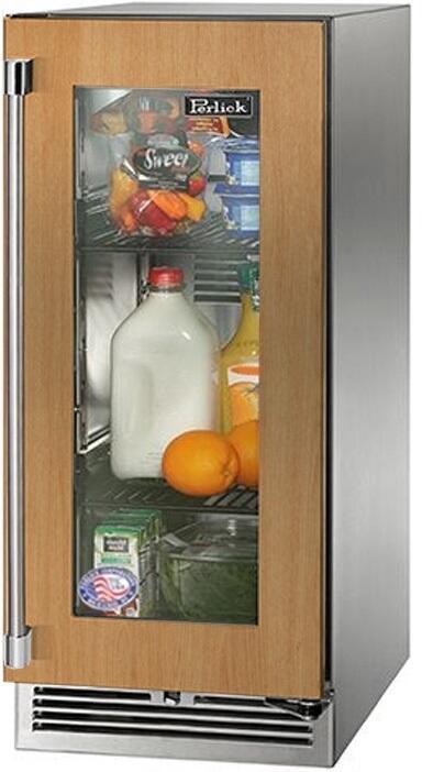 Perlick 15" Signature Series Outdoor Built-In Counter Depth Compact Refrigerator with 2.8 cu. ft. Capacity, with Glass Door in Panel Ready  (HP15RM-4-4)