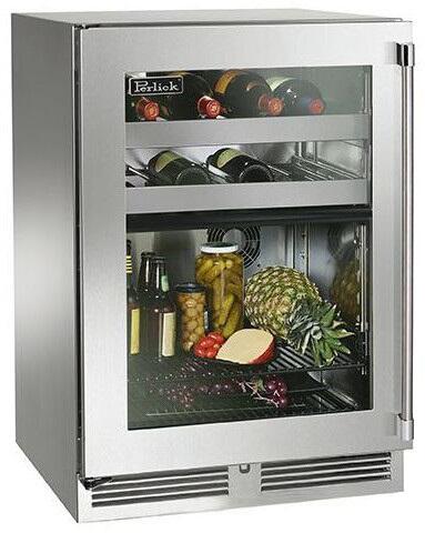 Perlick 24" Signature Series Outdoor Built-In Glass Door Beverage Center with 5 cu. ft. Capacity Dual Zone in Stainless Steel  (HP24CM-4-3)