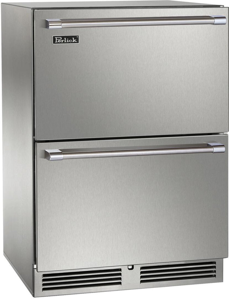 Perlick 24" Signature Series Outdoor Built-In Counter Depth Drawer Refrigerator with 5.2 cu. ft. Capacity in Stainless Steel  (HP24RM-4-5)