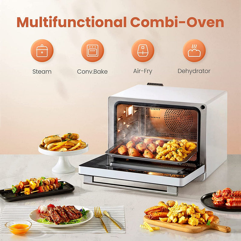 FOTILE 18" ChefCubii 4-in-1 Countertop Convection Steam Combi Oven Air Fryer Food Dehydrator with Precise Temperature Control, 40+ Preset Menu and Steam Self-clean, 1 Cu. Ft (HYZK26-E1)