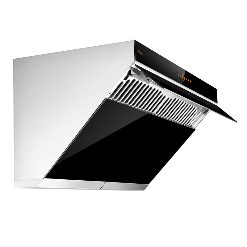 Fotile Slant Vent Series 36" 1000 CFM Under Cabinet or Wall Mount Range Hood with 2 LED lights, and Touchscreen in Onyx Black Tempered Glass (JQG9006)