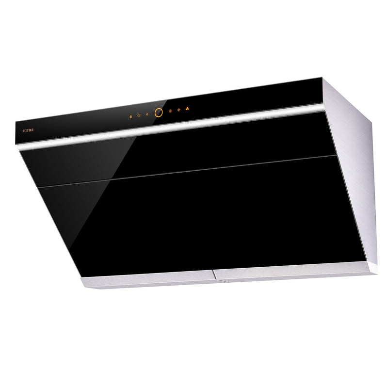 Fotile Slant Vent Series 36" 1000 CFM Under Cabinet or Wall Mount Range Hood with 2 LED lights, and Touchscreen in Onyx Black Tempered Glass (JQG9006)