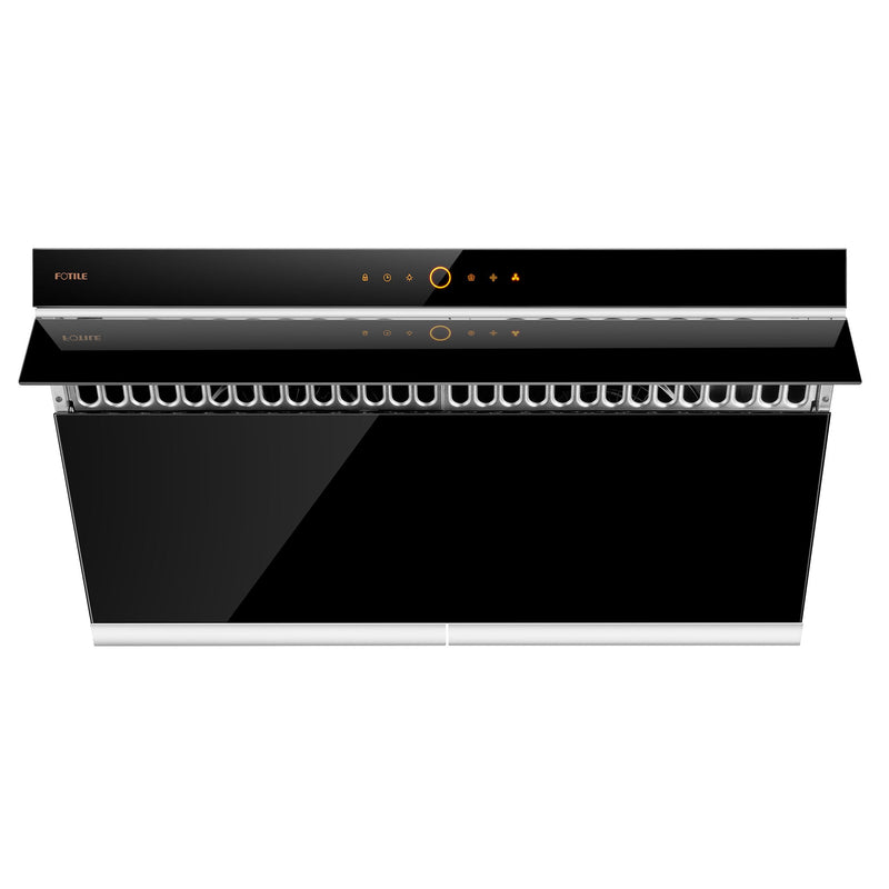 Fotile Slant Vent Series 36" 1000 CFM Under Cabinet or Wall Mount Range Hood with 2 LED lights, and Touchscreen in Onyx Black Tempered Glass (JQG9006)