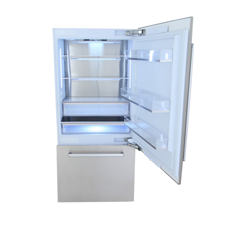 Kucht 36" Built-In Refrigerator in Custom Panel Ready, Bottom Freezer, Counter Depth with Ice Maker (KR360SD)