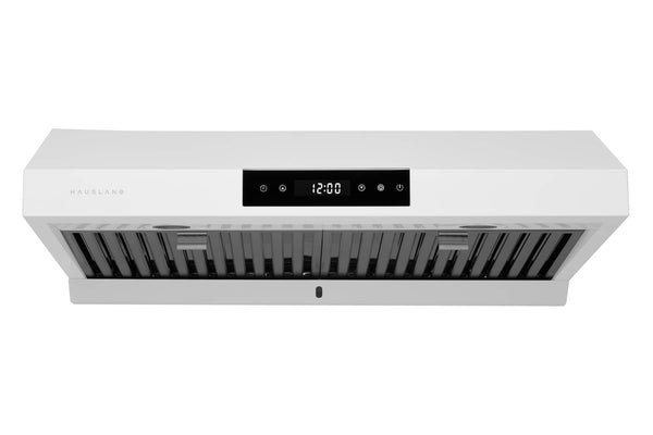 Hauslane 30-Inch Under Cabinet Touch Control Range Hood with Stainless Steel Filters in Matte White (UC-PS18WHT-30)