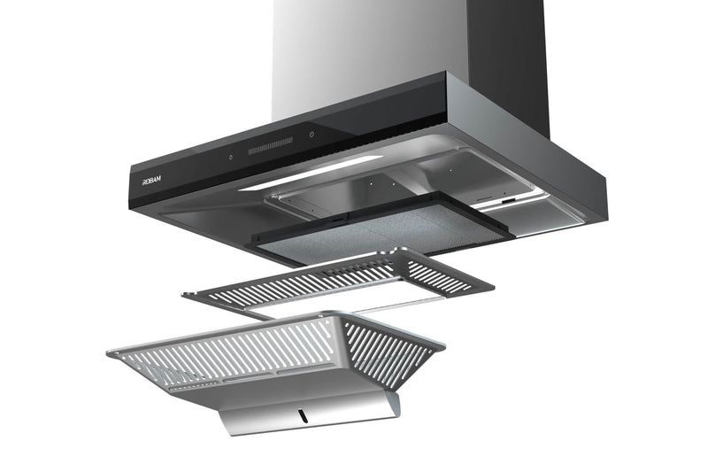 ROBAM 30-Inch Under Cabinet/Wall-Mounted Range Hood with Charcoal Filter in Stainless Steel (A831)