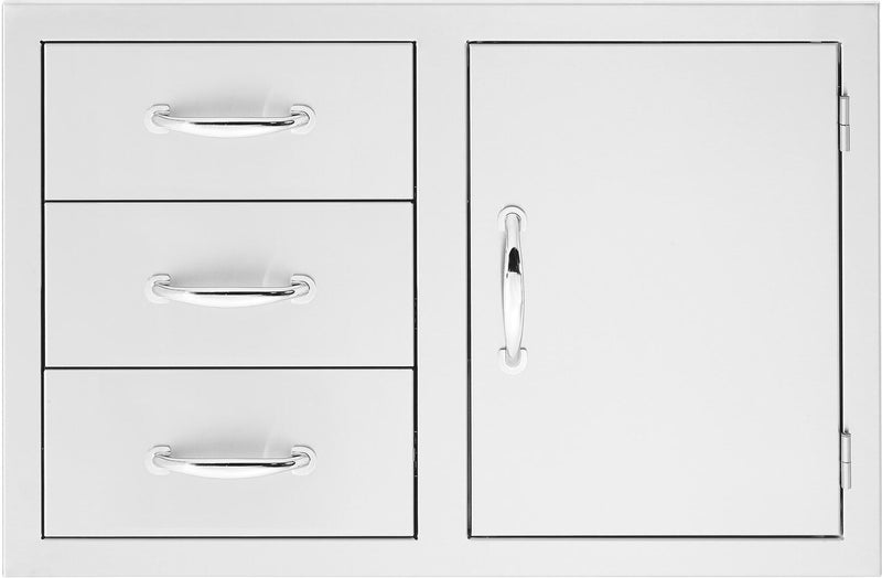 Summerset 33" Stainless Steel Flush Mount Access Door & Triple Drawer Combo (SSDC3-33)