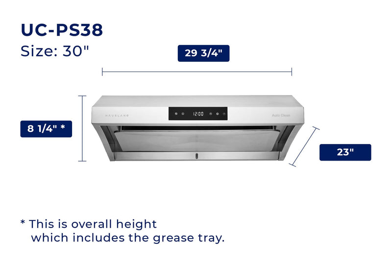 Hauslane 30-Inch Under Cabinet Self-Clean Touch Control Range Hood in Stainless Steel (UC-PS38SS-30)