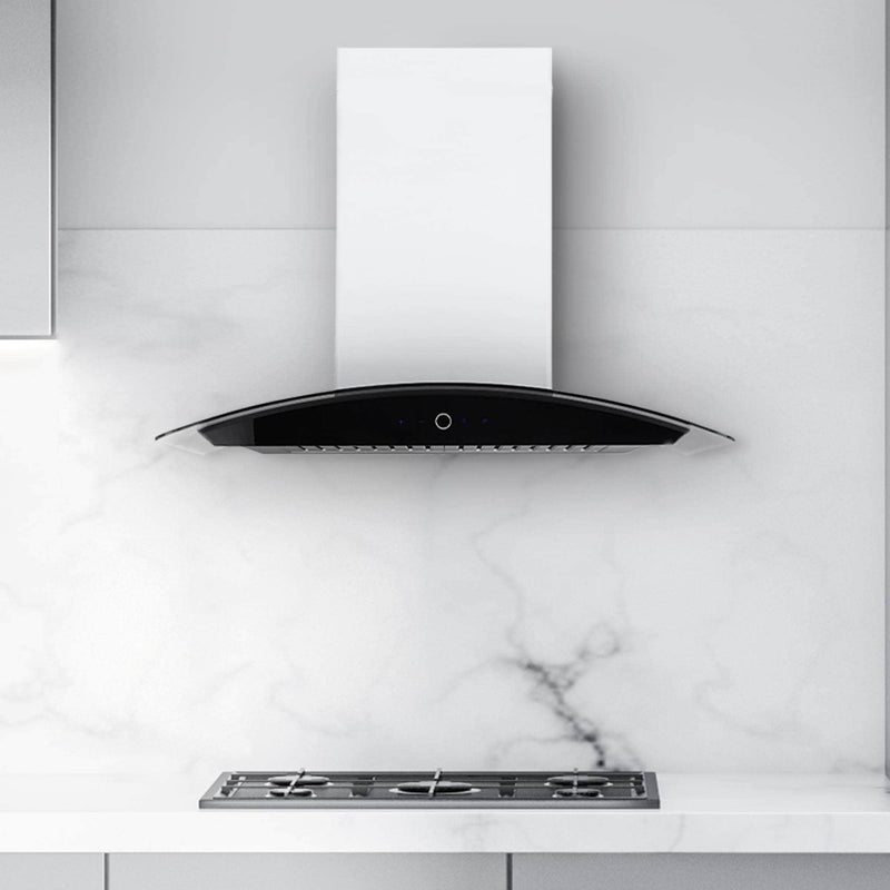 Hauslane 30-Inch Wall Mount Touch Control Range Hood with Tempered Glass in Stainless Steel (WM-639SS-30)