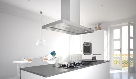 Faber 48" Bella Island Mounted Convertible Range Hood with 600 CFM Pro Class Blower in Stainless Steel (BELAIS48SS600)