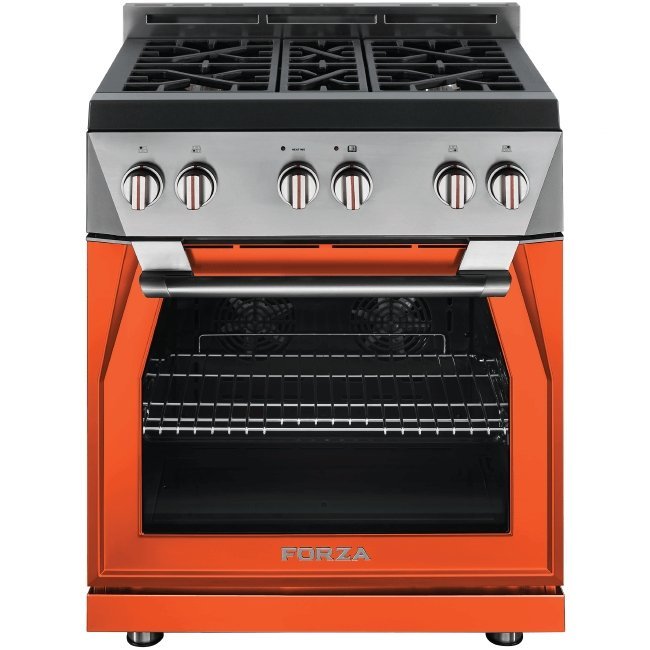 Forza 30-Inch 5.2 cu. ft. Stainless Steel Pro-Style Gas Range in Ardente Orange (FR304GN-O)